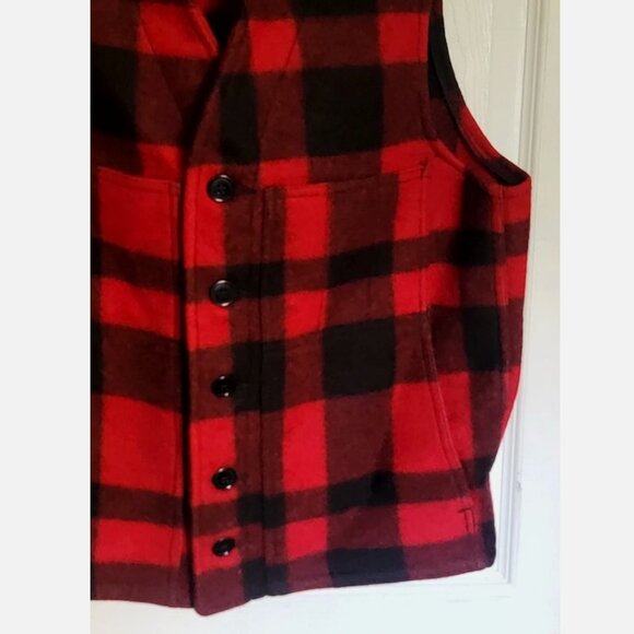 Vintage Filson USA Mackinaw Wool Hunting Vest Men 38 Red Buffalo Plaid Style 20 - Picture 4 of 10